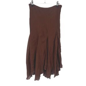 Y2K Boho Woodland Fairy Midi Skirt M Brown Sheer Layered Flowy Romantic Forest